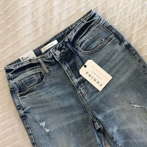 Distressed Light Wash Denim High-Waisted Jeans